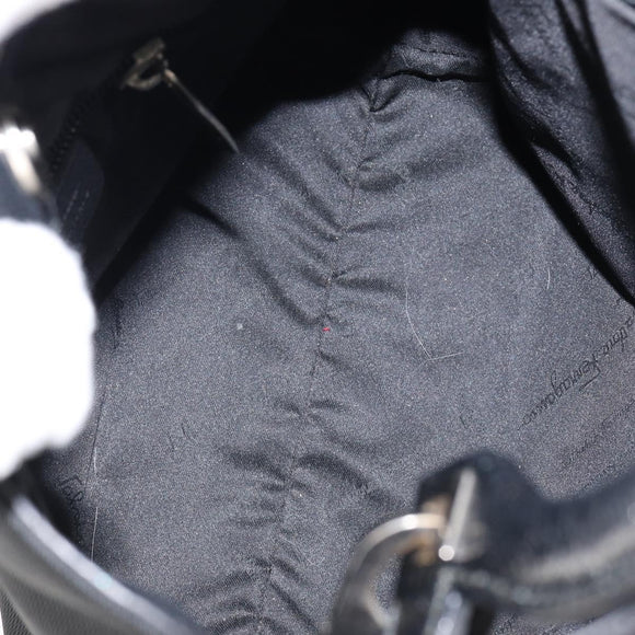 Salvatore Ferragamo Hand Bag Nylon Leather Black Silver Auth 148177