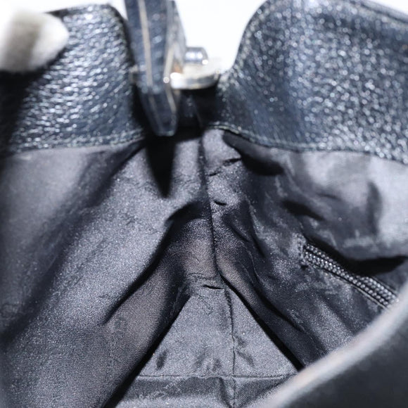 Salvatore Ferragamo Hand Bag Nylon Leather Black Silver Auth 148177