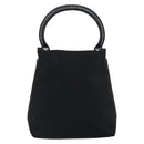 Salvatore Ferragamo Hand Bag Nylon Leather Black Silver Auth 148177-2