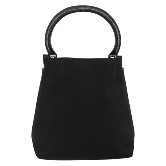 Salvatore Ferragamo Hand Bag Nylon Leather Black Silver Auth 148177