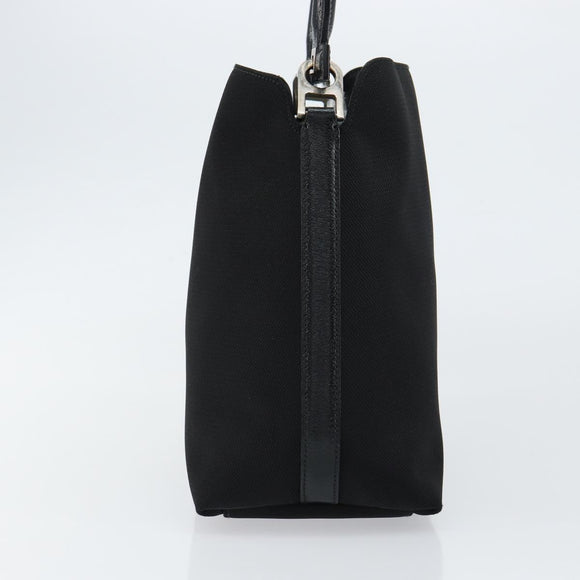 Salvatore Ferragamo Hand Bag Nylon Leather Black Silver Auth 148177