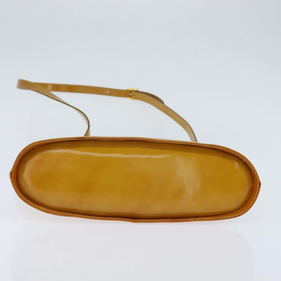 Salvatore Ferragamo Gancini Hand Bag Enamel 2way Orange Gold Auth 148178