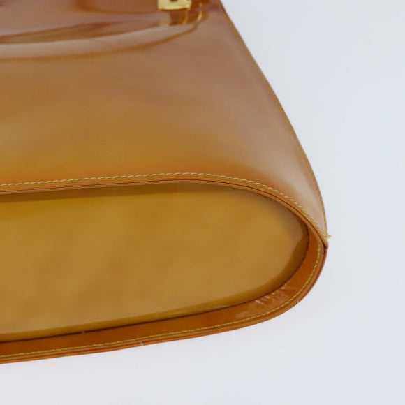 Salvatore Ferragamo Gancini Hand Bag Enamel 2way Orange Gold Auth 148178