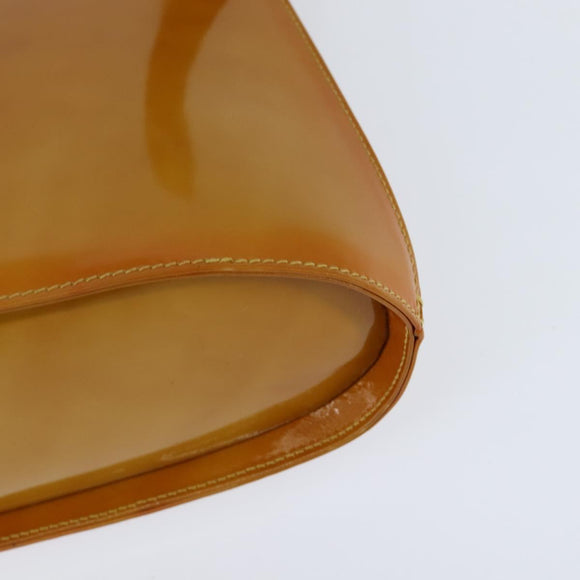 Salvatore Ferragamo Gancini Hand Bag Enamel 2way Orange Gold Auth 148178