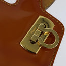 Salvatore Ferragamo Gancini Hand Bag Enamel 2way Orange Gold Auth 148178-18