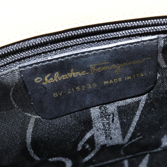 Salvatore Ferragamo Gancini Hand Bag Enamel 2way Orange Gold Auth 148178