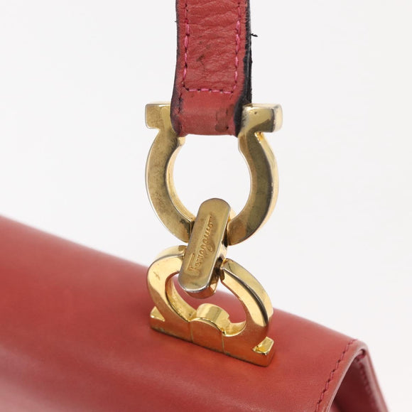 Salvatore Ferragamo Gancini Shoulder Bag Leather Pink Gold Auth 148179