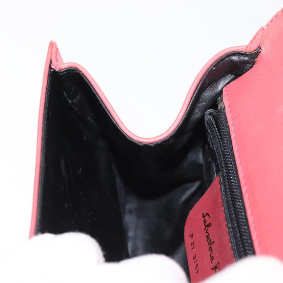 Salvatore Ferragamo Gancini Shoulder Bag Leather Pink Gold Auth 148179