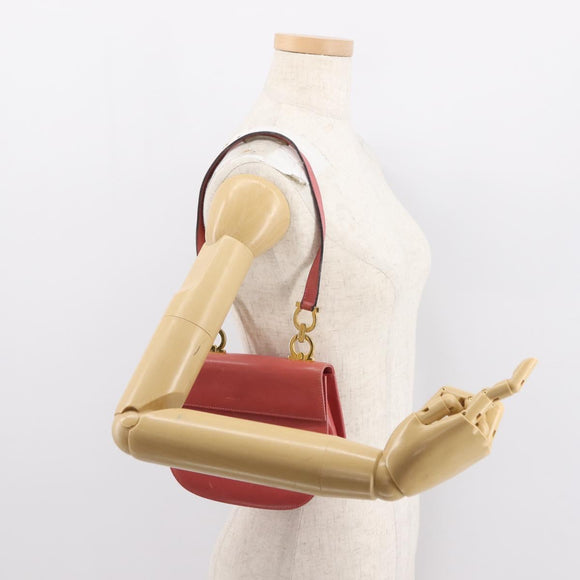 Salvatore Ferragamo Gancini Shoulder Bag Leather Pink Gold Auth 148179