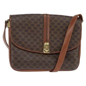 CELINE Macadam Canvas Shoulder Bag PVC Leather Brown Gold Auth 148183