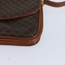 CELINE Macadam Canvas Shoulder Bag PVC Leather Brown Gold Auth 148183-15