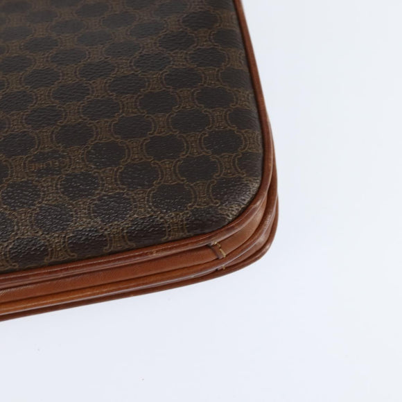 CELINE Macadam Canvas Shoulder Bag PVC Leather Brown Gold Auth 148183