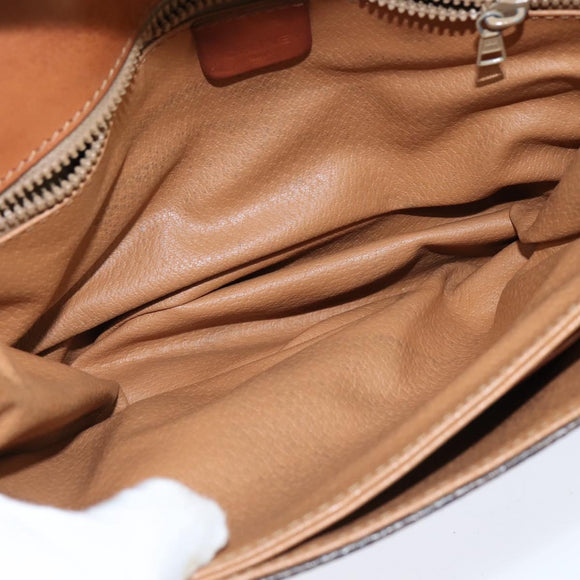 CELINE Macadam Canvas Shoulder Bag PVC Leather Brown Gold Auth 148183