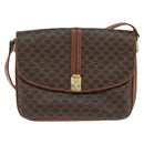 CELINE Macadam Canvas Shoulder Bag PVC Leather Brown Gold Auth 148183-13