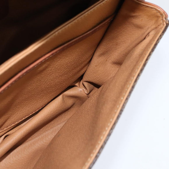 CELINE Macadam Canvas Shoulder Bag PVC Leather Brown Gold Auth 148183