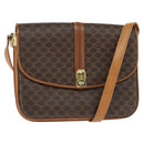 CELINE Macadam Canvas Shoulder Bag PVC Leather Brown Gold Auth 148184-1