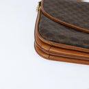 CELINE Macadam Canvas Shoulder Bag PVC Leather Brown Gold Auth 148184-10