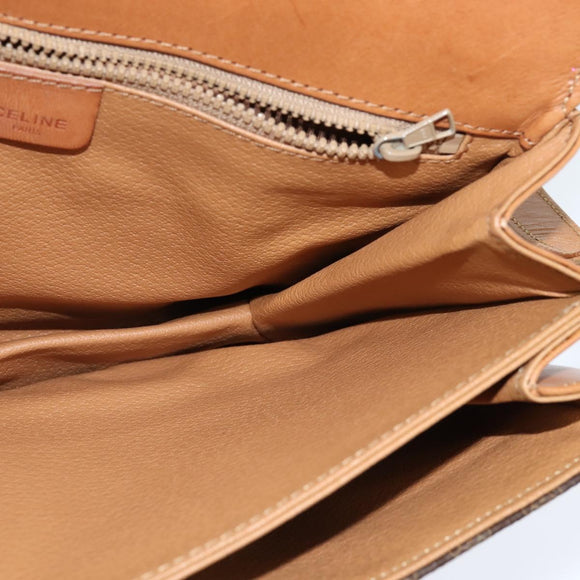 CELINE Macadam Canvas Shoulder Bag PVC Leather Brown Gold Auth 148184