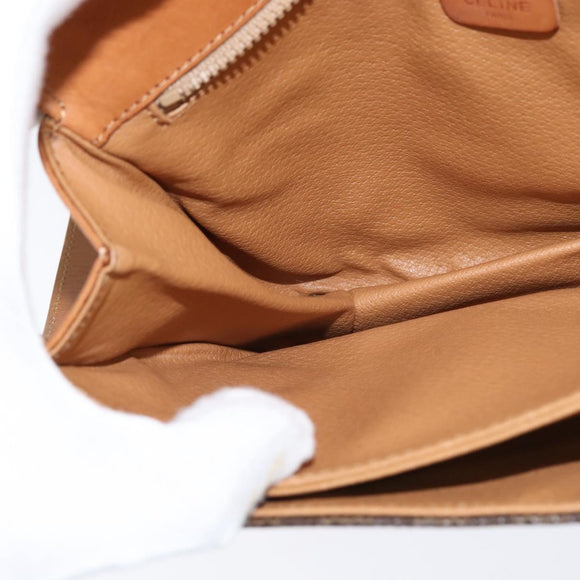 CELINE Macadam Canvas Shoulder Bag PVC Leather Brown Gold Auth 148184