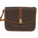 CELINE Macadam Canvas Shoulder Bag PVC Leather Brown Gold Auth 148184-2