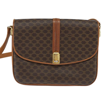 CELINE Macadam Canvas Shoulder Bag PVC Leather Brown Gold Auth 148184 - 0