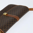 CELINE Macadam Canvas Shoulder Bag PVC Leather Brown Gold Auth 148184-6