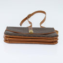 CELINE Macadam Canvas Shoulder Bag PVC Leather Brown Gold Auth 148184-9