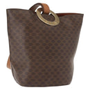 CELINE Macadam Canvas Circle Shoulder Bag PVC Leather Brown Gold Auth 148185-1