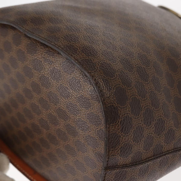 CELINE Macadam Canvas Circle Shoulder Bag PVC Leather Brown Gold Auth 148185