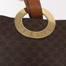 CELINE Macadam Canvas Circle Shoulder Bag PVC Leather Brown Gold Auth 148185-18