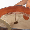 CELINE Macadam Canvas Circle Shoulder Bag PVC Leather Brown Gold Auth 148185-22