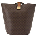 CELINE Macadam Canvas Circle Shoulder Bag PVC Leather Brown Gold Auth 148185-2