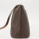 CELINE Macadam Canvas Circle Shoulder Bag PVC Leather Brown Gold Auth 148185-3