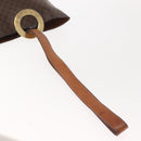 CELINE Macadam Canvas Circle Shoulder Bag PVC Leather Brown Gold Auth 148185-7