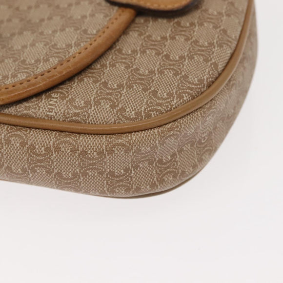 CELINE Macadam Canvas Shoulder Bag PVC Beige Gold Auth 148186