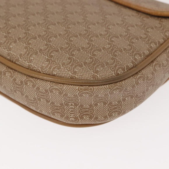 CELINE Macadam Canvas Shoulder Bag PVC Beige Gold Auth 148186
