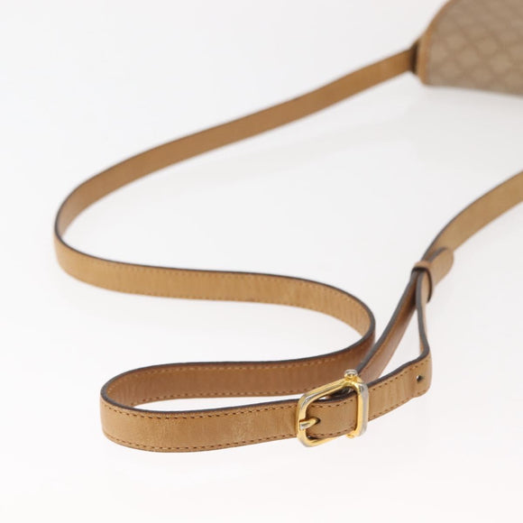 CELINE Macadam Canvas Shoulder Bag PVC Beige Gold Auth 148186