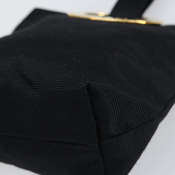 CELINE Circle Pouch Nylon Black Gold Auth 148187