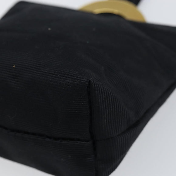 CELINE Circle Pouch Nylon Black Gold Auth 148187