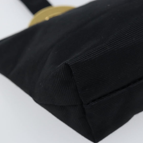 CELINE Circle Pouch Nylon Black Gold Auth 148187