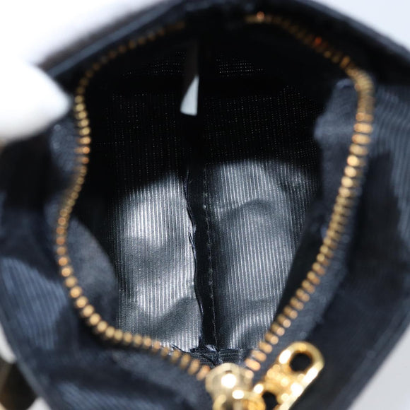 CELINE Circle Pouch Nylon Black Gold Auth 148187