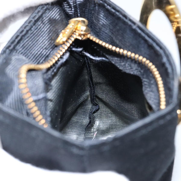 CELINE Circle Pouch Nylon Black Gold Auth 148187