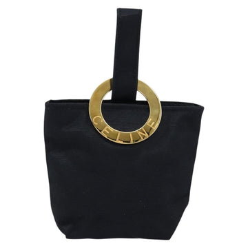 CELINE Circle Pouch Nylon Black Gold Auth 148187 - 0