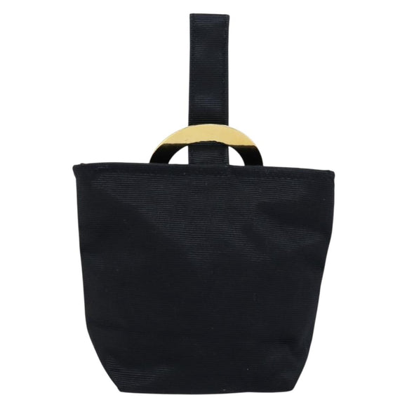 CELINE Circle Pouch Nylon Black Gold Auth 148187