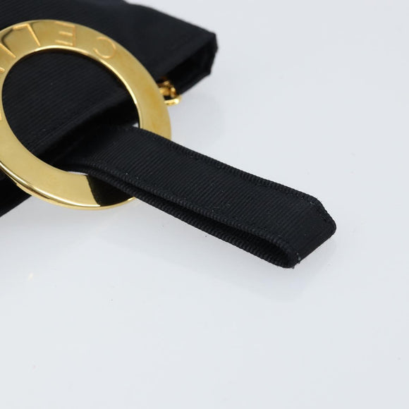 CELINE Circle Pouch Nylon Black Gold Auth 148187