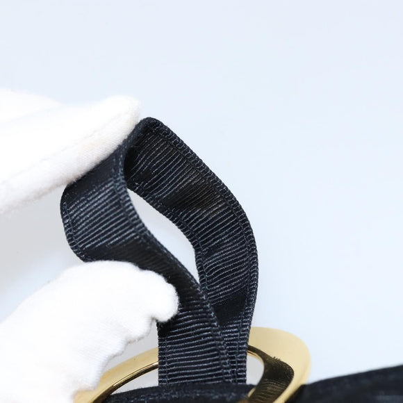 CELINE Circle Pouch Nylon Black Gold Auth 148187