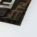 FENDI Zucca Canvas Mamma Baguette Shoulder Bag Black Brown Silver Auth 148188-14