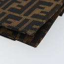 FENDI Zucca Canvas Mamma Baguette Shoulder Bag Black Brown Silver Auth 148188V-16