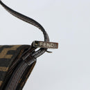 FENDI Zucca Canvas Mamma Baguette Shoulder Bag Black Brown Silver Auth 148188-9