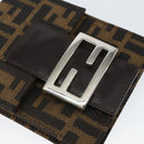 FENDI Zucca Canvas Mamma Baguette Shoulder Bag Black Brown Silver Auth 148188V-18